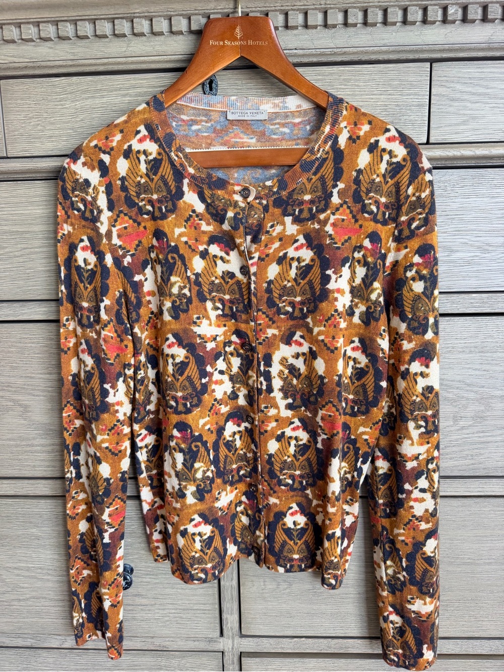 Bottega Veneta Cashmere Silk Printed Cardigan IT 44